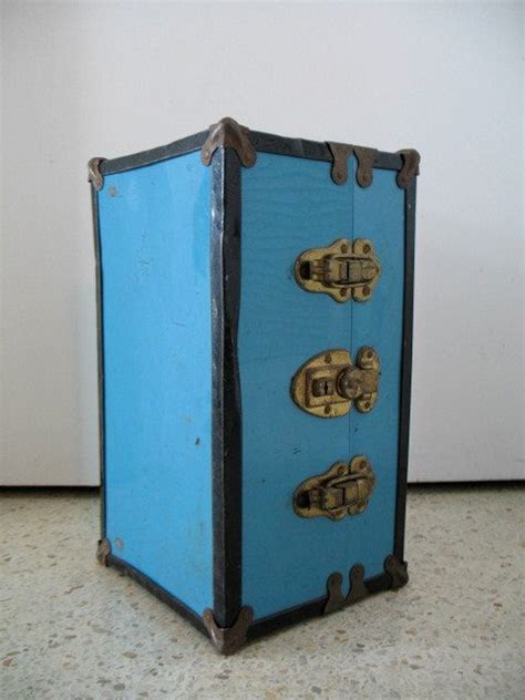 bliue metal doll box|Blue Metal Doll Case .